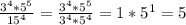 \frac{3^{4}* 5^{5} } {15^{4} } =\frac{3^{4}* 5^{5} }{3^{4}*5^{4}} =1*5 ^{1} =5