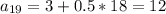 a_{19}=3+0.5*18=12