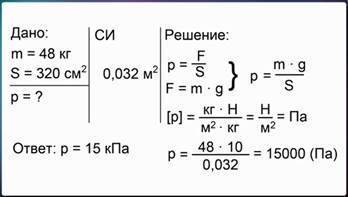 Составить и решить на определение силы давления. 7класс.