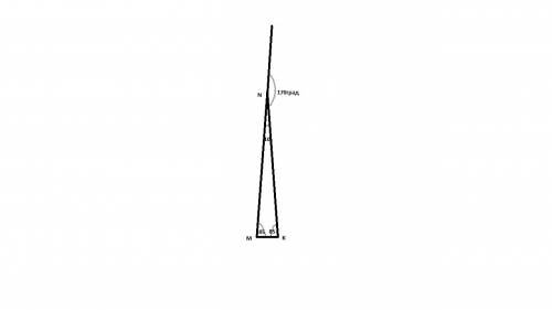 Вравнобедренном треугольнике mnk ,с основанием mk,внешний угол при при вершине n равень 170°,вычисли