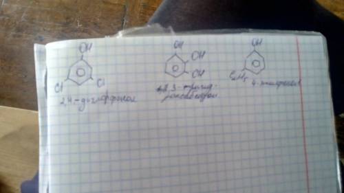 С. напишите получение и структурную формулу: 2, 4-дихлорфенол; 1,2,3 тридидроксибензол. и структурну