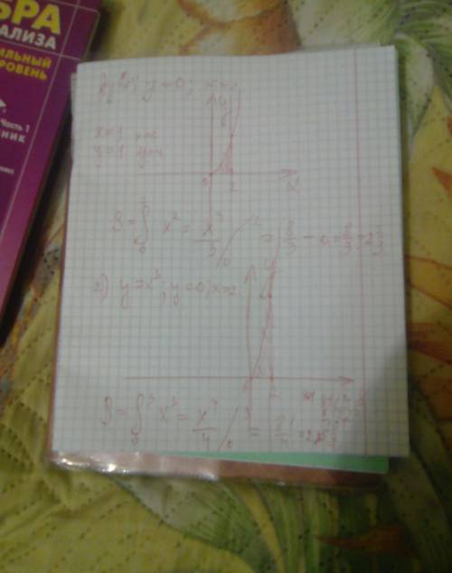 Вычислить площадь фигуры, ограниченной линиями 1) y=x^2, y=0, x=2 2) y=x^3, y=0, x=2 с точным решени