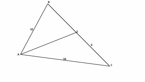 Отрезок ae= биссектриса треугольника авс, ав=32см, ас=16см, се=6см. найдите отрезок ве