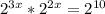 2^{3x}*2^{2x} =2^{10}