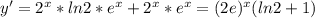 y'=2^x*ln 2*e^x+2^x*e^x=(2e)^x(ln2+1)