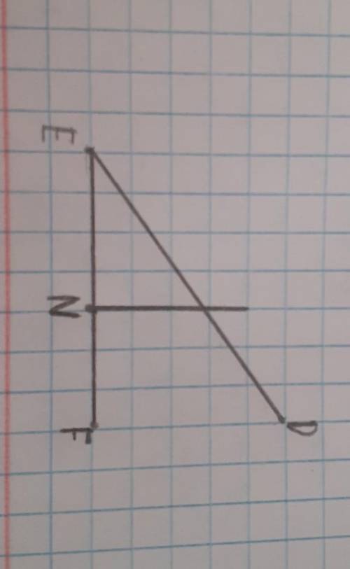 Начертите острый угол def. на стороне ef отметьте точку n и проведите через нее прямую перпендекуляр