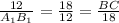 \frac{12}{A_{1}B_{1}}= \frac{18}{12}=\frac{BC}{18}