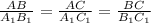 \frac{AB}{A_{1}B_{1}}= \frac{AC}{A_{1}C_{1}}=\frac{BC}{B_{1}C_{1}}