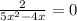 \frac{2}{5x^2-4x} = 0