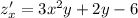 z'_x=3x^2y+2y-6