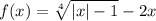 f(x)= \sqrt[4]{|x|-1} -2x