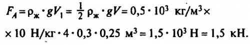 Железобетонная плита размером 4*0,3*0,25 м, погружена в воду на половину своего объёма.какова архиме