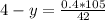 4-y= \frac{0.4*105}{42}