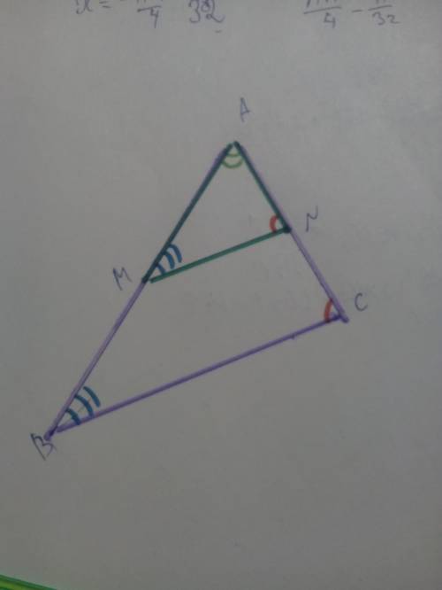 Дано: треуг. abc. mn||bc назвать сходства стороны треугольника amn и abc