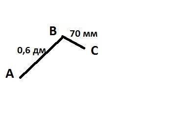 Используя буквы a, b, c обозначте вершину на конце ломаной если ab = 0,6 дм. bc = 70 мм