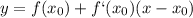 \displaystyle y=f(x_0)+f`(x_0)(x-x_0)