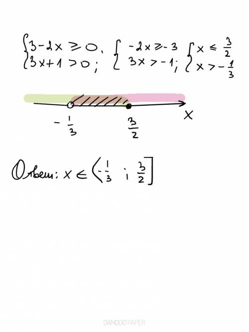 Решите неравенство {3-2х> либо равно 0 {3х+1> 0