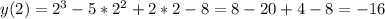 y(2)=2^3-5*2^2+2*2-8=8-20+4-8=-16