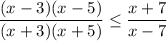 \displaystyle \frac{(x-3)(x-5)}{(x+3)(x+5)} \leq \frac{x+7}{x-7}