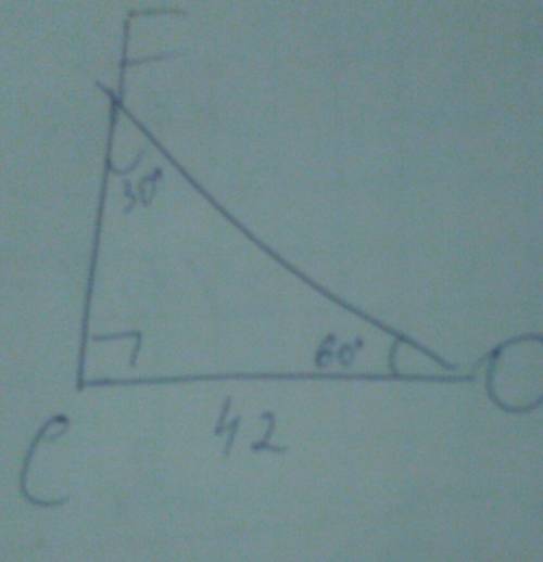 Впрямоугольном треугольнике cfo,co=42 см,угол о=60°,fo=?