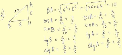 1. в прямоугольном треугольнике косинус угла а равен 1/2 катет ас равен 6. найдите гипотенузу ав 2.