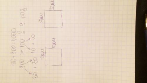 Начерти два квадрата так чтобы, площадь одного была в 9 раз больше, чем площадь другого, а в сумме и