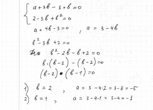 При каких значениях а и b многочлен x^4-2x^3+ax+2 делится на x^2+x+b (разделить в столбик)