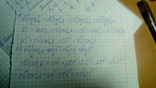 Написать в ионно-молекулярной форме реакции взаимодействия между: а)нитратом никеля и гидроксидом ме