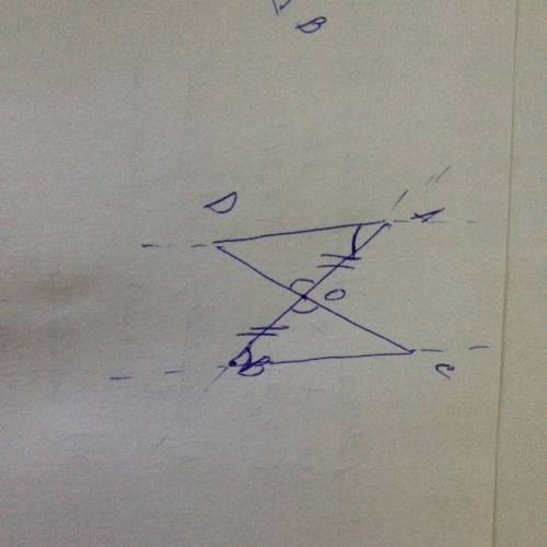 20 . . отрезки ab и dc пересекаются в точке о,причем ао= ов и ad||cb. докажите,что треугольник aod=b
