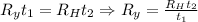 R_yt_1=R_Ht_2 \Rightarrow R_y= \frac{R_Ht_2}{t_1}