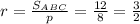 r=\frac{S_{ABC}}{p}=\frac{12}{8}=\frac{3}{2}