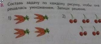 Составь по каждому рисунку чтобы она решалась умножением запиши решение 2 класс