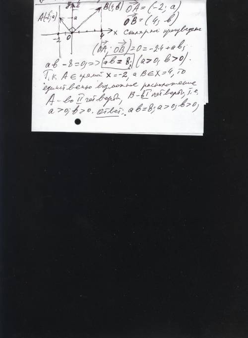 Точка а(-2; а) отображается в точку в(4; b) при повороте на угол 90 градусов по часовой стрелке отно