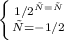 \left \{ {{1/2^х=х} \atop {х=-1/2}} \right.