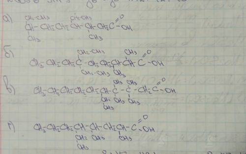 Составьте структурные формулы соединений а)3,7-диметил-4,7-диэтилгептановой кислоты б)2,3-диметил-6,