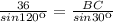 \frac{36}{sin120к} = \frac{BC}{sin30к}