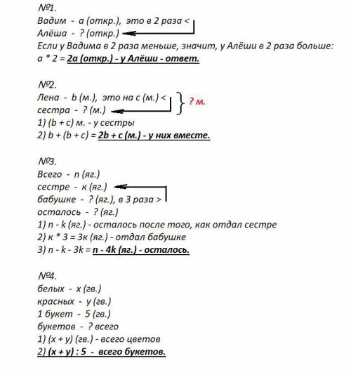 1.у вадима а открыток.их в два раза меньше,чем у алёши.сколько открыток у алёши? 2.у лены b марок.их
