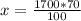 x= \frac{1700*70}{100}