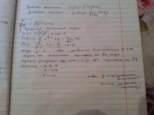 Составить уравнение касательной и нормали к графику кривой y=f(x) в точке, абсцисса которой равно x0