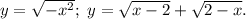 y=\sqrt{-x^2}; \ y=\sqrt{x-2}+\sqrt{2-x}.