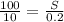 \frac{100}{10}= \frac{S}{0.2}