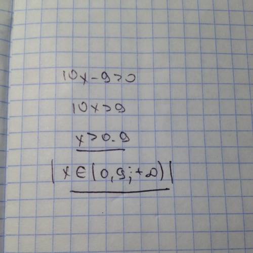 Линейное неравенство с одной переменной 10х-9> 0,