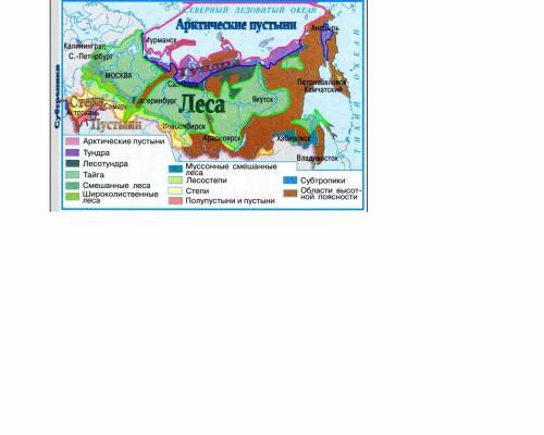 Перескажите кратко кратко,природные зоны россии.