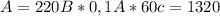 A=220B*0,1A*60c=1320