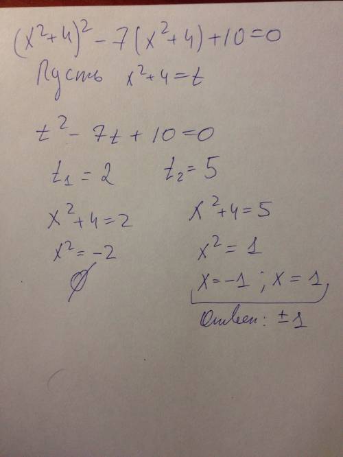 Решите уравнение (x^+y^)-7(x^+4)+10=0