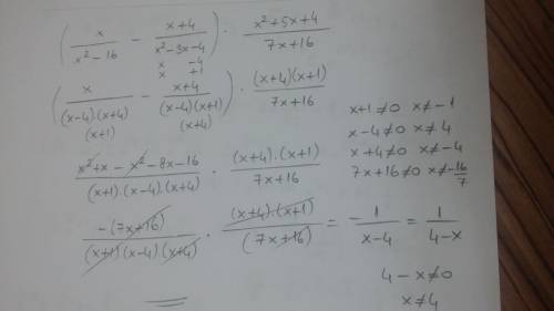 40 ! выражение (x/x^2-16 - x+4/x^2-3x-4) * x^2+5x+4/7x+16