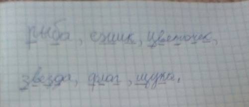 Спиши.подчеркни в словах согласные буквы. рыба,ежик,цветочек,звезда,флаг,щука