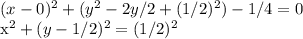 (x-0)^2+(y^2-2y/2+(1/2)^2)-1/4=0&#10;&#10;x^2+(y-1/2)^2=(1/2)^2