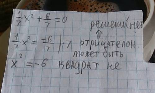 1/7x^2+6/7=0 неполное квадратное уравнение решите (там дроби)