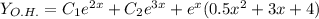 Y_{O.H.}=C_1e^{2x}+C_2e^{3x}+e^x(0.5x^2+3x+4)